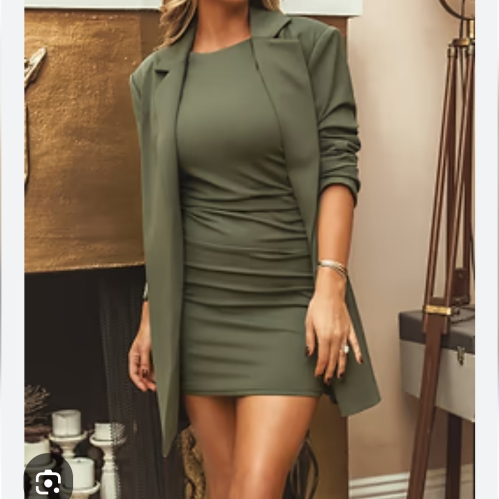 Elegant Olive Green Women's Jacket Blazer